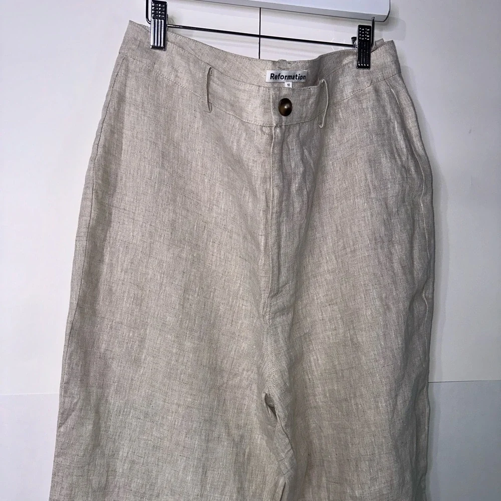 REFORMATION Freddie Wide Leg Linen Trouser Pants